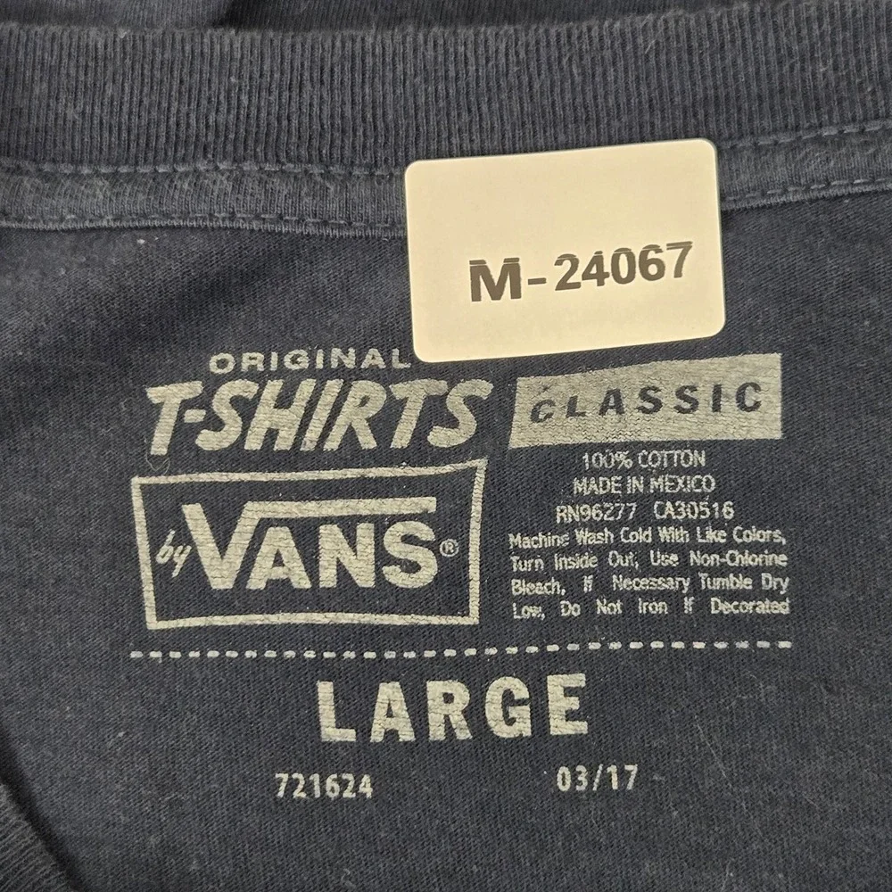 Vans Men Shirt LARGE Navy Blue Graphic Mountains California Long Sleeve Tee READ